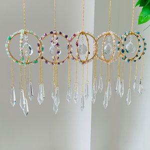 Toptan yüksek kalite kristal Suncatcher ametist Suncatcher yuvarlak kafes Suncatcher ev dekor için rüzgar ahenge dekor - Product Image 6