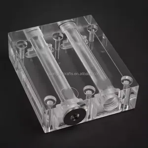 CNC Machining Thick Acrylic Solid Block Machined Clear Acrylic Manifold Flow Block