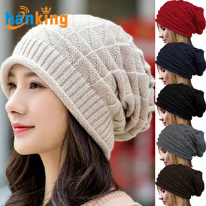 Hiver Unisexe Mode Tricoté Surdimensionné Slouchy Baggy Beanie Hats Classical Outdoor Ski Slouchy Warm Caps Women Woolen Beanies - Product Image 2