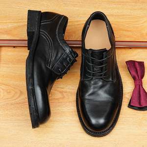 Chaussures à lacets rétro haut de gamme en cuir pleine fleur, effet vieilli, respirantes, antidérapantes, légères, avec semelle en cuir véritable - Product Image 1