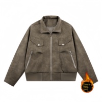 Veste en cuir rétro américaine de style streetwear, avec fermeture éclair décorative, design en cuir PU, veste ample pour homme