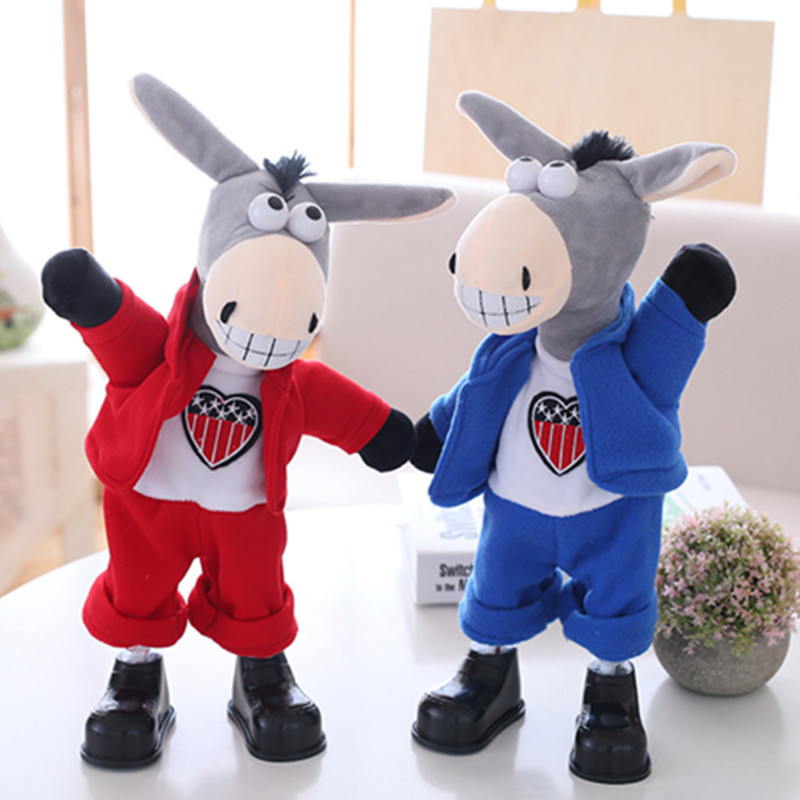 工場ホット販売歌うぬいぐるみ面白い電気電池式歌うと踊るロバ