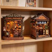 Kit de maison de poupée miniature en bois créatif à faire soi-même, modèle de maison miniature 3D à assembler avec lumière LED, jouet artisanal décoratif de bureau