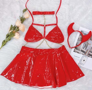 High Quality Sexy Stage Costume Women Sexy PU Leather Rabbit Pole Dancing Lingerie Set - Product Image 6