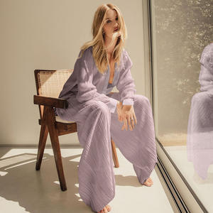 Pantaloni da donna <span class=keywords><strong>Beige</strong></span> a pieghe a gamba larga eleganti pantaloni lunghi Casual da ufficio con vestibilità Skinny a vita media - Product Image 5