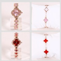 Valentijnsdag cadeau: luxe set van roestvrijstalen horloge en armband in een luxueus ontworpen cadeauverpakking voor vriendin/moeder.