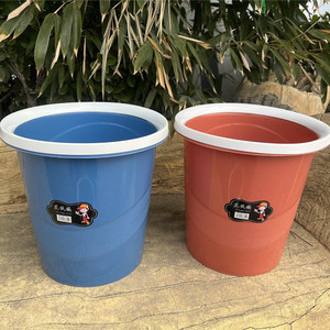 Poubelle en plastique épaisse de grande taille avec anneau de pression, cylindrique, pour usage intérieur et extérieur, couleurs mélangées, grande poubelle - Product Image 3