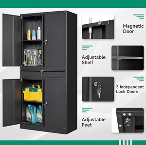 ארון אחסון מתכת עם מגירה & מנעול, מוסך גבוה ארון כלי פלדה, שירות כבד אחסון המארגן עבור מוסך - Product Image 4
