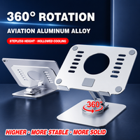 Delikli Isı Dağıtımlı Katlanabilir Tablet Standı 360 Derece Dönebilen Akrilik Alüminyum Alaşımlı 4KG Çift Çubuklu Ayarlanabilir Ofis İçin OEM Toplu