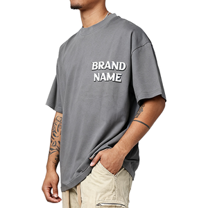 NUOVA T-shirt <span class=keywords><strong>di</strong></span> Lusso Personalizzabile con Nome del Marchio, Grigia, Premium, Bianca, Pesante, 100% Cotone, Unisex - Product Image 2