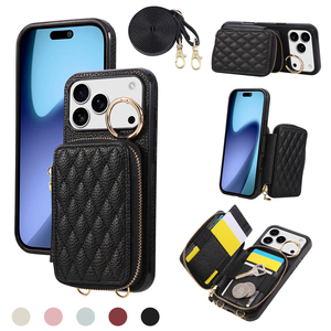 Portefeuille de luxe en cuir motif téléphone portable pour <span class=keywords><strong>iphone</strong></span> 17promax 16 15/14/13 sac à cartes lanière à bandoulière - Product Image 2
