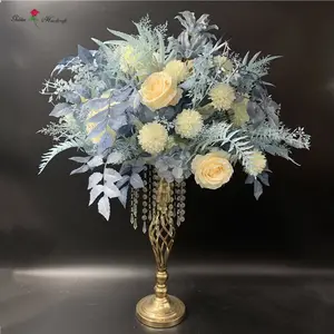 QSLH-CF122热卖蓝色婚礼装饰品丝绸插花蓝色花朵摆件婚礼花球