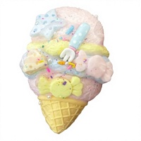 Jouet Squishy Macaron en forme de cornet de glace à rebond lent, jouet à presser décoratif en forme de bonbon, emballage transparent, cadeau pour enfants, vente en gros