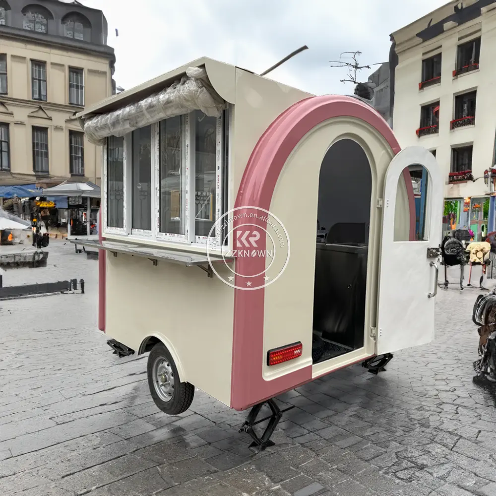 Mobile Imbisswagen Bier-Lebensmittelauflieger rostfreier Kaffee-Wagen-Lebensmittelauflieger mit Oberregal Outdoor Mobile Imbisswagen