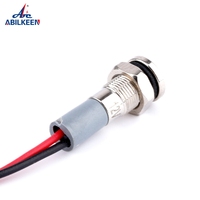 3V 5V 12V 24V 36V 110V 220V Tête bombée Étanche IP65 IK08 Voyant lumineux Métal 6mm Lampe LED pilote avec fil de 150mm