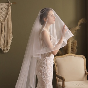 Élégant Simple Long Voile de Tulle avec Peigne Doux Cathédrale Trailing Mariage Voile de Mariée Accessoire - Product Image 4