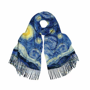 Sciarpa Lunga/Scaldacollo Personalizzata Ispirata alla Notte Stellata <span class=keywords><strong>di</strong></span> <span class=keywords><strong>Van</strong></span> <span class=keywords><strong>Gogh</strong></span>, con Nappe, Unisex, in Nylon, Calda, Comoda, Stile Vintage - Product Image 5