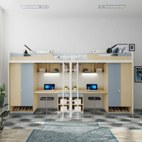 Meubles scolaires en gros, lits superposés jumeaux avec bureau et armoire pour usage scolaire