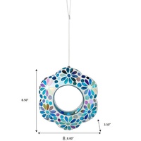 Mangeoire à oiseaux en mosaïque de style européen colorée, lanterne suspendue créative en verre pour patios, jardins et alimentation des oiseaux en extérieur
