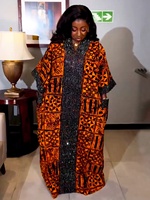 Robe boubou florale de luxe en diamant, nouvelle mode africaine 2025, avec poches des deux côtés, décontractée, ample, grande taille pour femmes K0716
