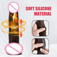 Dildo télescopique rotatif à télécommande, en silicone liquide, chauffant, stimulation du point G, clitoridienne et anale pour femmes