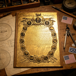 Póster al por mayor de la Declaración de Independencia de EE. UU., vintage 1776, documento histórico americano, arte de pared, tarjeta con lámina dorada - Product Image 1
