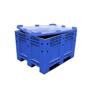 Midwell 606l Nhiệm Vụ Nặng Nề Rắn Nhựa Pallet Hộp 4-Cách Nhập nestable Có Thể Gập Lại Đục Lỗ Stackable Lưu Trữ <span class=keywords><strong>Container</strong></span> Bin - Product Image 2