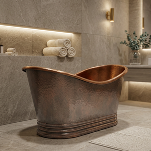 Freestanding Copper Bathtub Handmade Skirted Bath Tub Oval Copper Bathtub for Home Hotel <b>Bathroom</b> Indian Home Crafts - Product Image 3