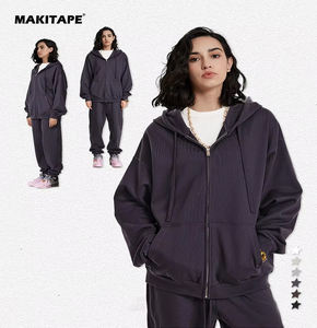 Sudadera con Capucha Juvenil Informal Holgada de Algodón Puro 440G, Marca Personalizada W24118, Otoño 2025, con Cremallera, ODM - Product Image 1