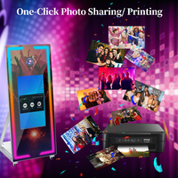 Arche à Selfie Magique Ronde Européenne Vente en Gros Photomaton Beauté Miroir Debout à Écran Tactile Portable avec Appareil Photo et Imprimante