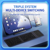 Keyboard Lipat Nirkabel BT Multi-perangkat Tri-Fold dengan Touchpad dan Numeric Pad, Klik Senyap, Ukuran Penuh, untuk Laptop/Tablet