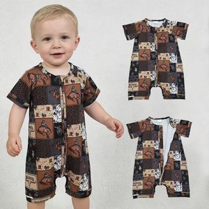 Stock Rodeo Pelele con cremallera para bebés varones, de Spandex/Algodón Orgánico Suave, para Halloween, de Boutique Trendyism, Venta al por mayor, Directo de Fábrica - Product Image 1