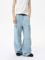 Jean pour homme à motif drapeau à carreaux sur le bas, style jogger, pantalon sportif en denim à bords de style course automobile, fournisseur
