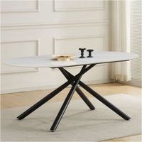 Table à manger moderne en céramique frittée de 12 mm avec plateau en marbre et pieds en métal pour cuisine, style européen