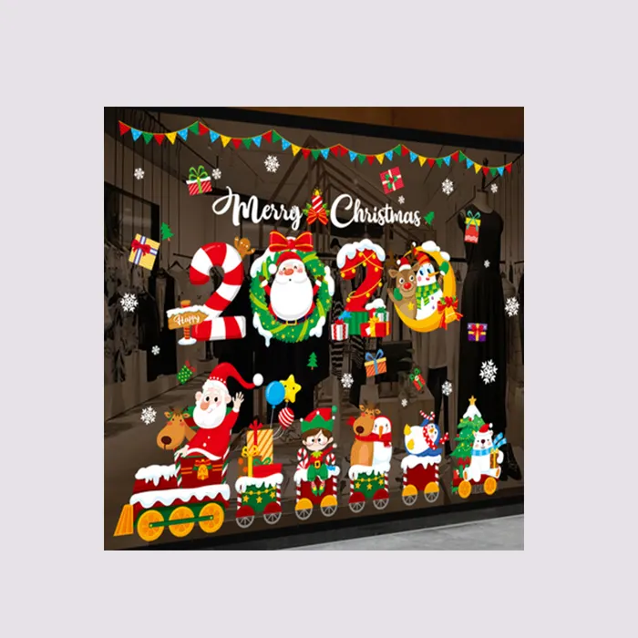 Christmas Window Sticker PVC Vinyl Sticker One-For-One Custom Service The Same Image On Both Sides Window Sticker