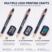 Ventes chaudes - Stylo à bille en métal de luxe personnalisé - Finition or rose - Toucher en caoutchouc souple - Avec logo de marque gravé au laser promotionnel