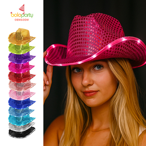 Sombrero de vaquero LED con espejos para discoteca, venta al por mayor, OEM 2026, para adultos, unisex, para fiestas, para todas las estaciones - Product Image 2