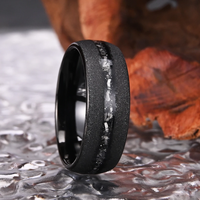 Bague de mariage en tungstène plaqué noir pour homme de 8mm avec météorite Bandes classiques de luxe Cadeau de fiançailles Bague en tungstène Infinity