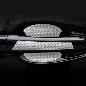 Juego de 4 pegatinas azules 3D de fibra de carbono para manijas de puerta de coche, protector de cuenco impermeable, calcomanía de vinilo antiarañazos, 1 año de garantía para automóvil - Product Image 3