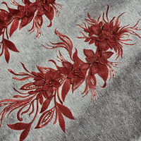 Magnifique robe de soirée vintage luxueuse avec motif floral 3D brodé, dentelle en maille, applique perlée, 100% polyester