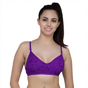 Sujetador de encaje floral transparente para mujer, sin aros, sin relleno, de malla suave, con tirantes ajustables, cómodo para uso diario, lencería. - Product Image 1
