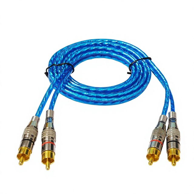 High Quality Aluminum Foil Shielded 2 RCA Male to Male Audio Cable Gold Plated Metal Head for Car Audio Subwoofer Amplifier