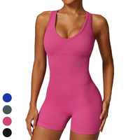 Combinaison de sport personnalisée avec logo, combinaison de sport à haute élasticité, combinaison de sport sexy sans manches, combinaison moulante, combinaison une pièce sans couture pour le yoga