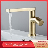 Robinet de lavabo monotrou en cuivre en forme de sept caractères, moderne et minimaliste, à poser sur le comptoir, avec cartouche céramique, eau chaude/froide