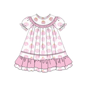 Newest Designs Customized Smocked Children Clothing pink Pumpkin Printing <strong>Baby</strong> Girl Clothing <strong>Halloween</strong> Matching <strong>Outfit</strong> - Product Image 2