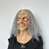 DAMAI Halloween Silicone Maskes Réaliste Horreur Cosplay pour Accessoire De Fête Latex Masque Complet Perruque Vieux Grand-Mère Masque