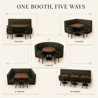 Ensemble de meubles de café Ron Group : table carrée en bois, chaises en métal rembourrées, banquette haute capitonnée pour restaurant