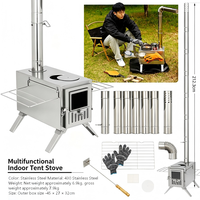 Réchaud de tente multi-scènes en acier inoxydable avec pieds pliables, plaque de cuisson supérieure détachable, portable, haute efficacité pour la chasse et la pêche