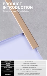 Profilé en T ultra-fin en alliage d'aluminium pour revêtement de sol stratifié, bordure de carrelage mural <span class=keywords><strong>et</strong></span> de <span class=keywords><strong>plafond</strong></span>, couvre-joint de carrelage pour salle de bain <span class=keywords><strong>et</strong></span> cuisine - Product Image 3