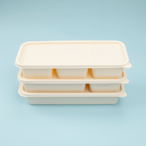 Boîte à bento rectangulaire biodégradable en amidon de maïs avec compartiments pour le déjeuner à emporter - Product Image 3